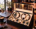 Remontoir Rotalis ouvert : 4 montres automatiques en rotation et 6 rangements